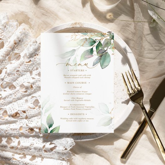 Eukalyptus Floral Wedding Menu Menükarte
