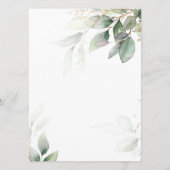 Eukalyptus Floral Wedding Menu Menükarte (Rückseite)