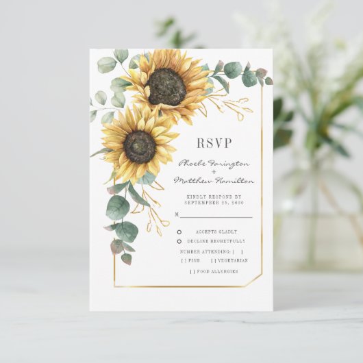Eukalyptus floral Wedding RSVP Karte (Stehend Vorderseite)