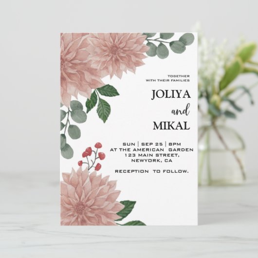 Eukalyptus floral Wedding Save The Date (Stehend Vorderseite)
