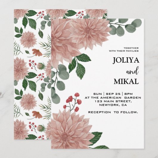 Eukalyptus floral Wedding Save The Date (Vorne/Hinten)