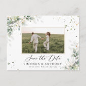 Eukalyptus Floral Wedding Save the Date Postcard Postkarte (Vorderseite)
