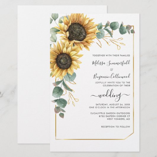 Eukalyptus floral Wedding Sunflower (Vorne/Hinten)