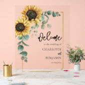 Eukalyptus floral Wedding Sunflower Herzlich Willk Acrylschild (Hochzeit)