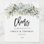 Eukalyptus Floral Wedding Wine Label Weinetikett (Einzelnes Label)