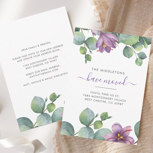 Eukalyptus Floral Wir haben uns bewegt Grüne Ankündigung