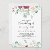 Eukalyptus floral zum Hochzeitstag Einladung (Vorderseite)