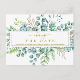 Eukalyptus-florale Blätter verändern das Datum Postkarte