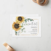 Eukalyptus florale Hochzeit Sonnenblumen Sichern D Mitteilungskarte (Vorderseite/Rückseite Beispiel)