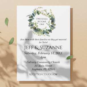 Eukalyptus floraler Wreath Two wird eine Hochzeit Pergament Einladungen