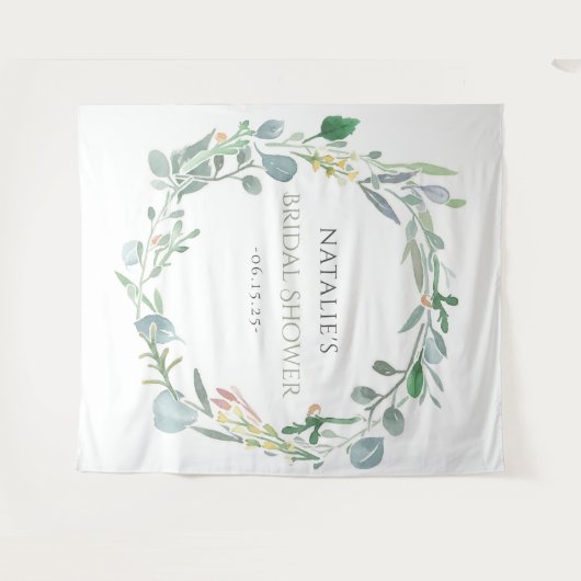 Eukalyptus florales grünes Brautparty Wandteppich (Vorderseite (Horizontal))