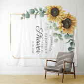 Eukalyptus florales Script-Brautparty Wandteppich (Beispiel (Horizontal))