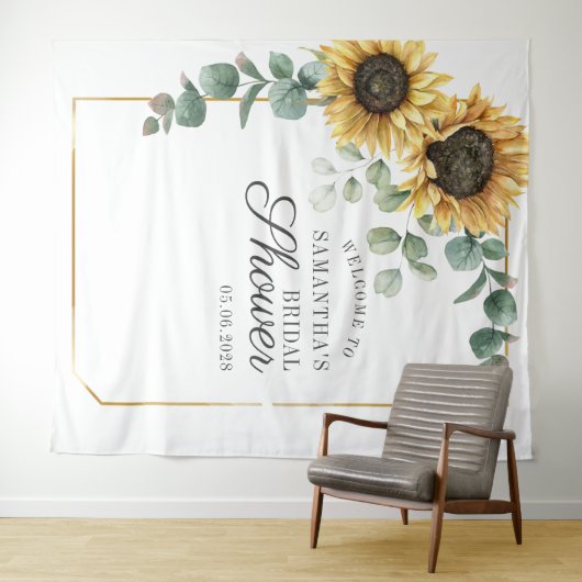 Eukalyptus florales Script-Brautparty Wandteppich (Beispiel (Horizontal))