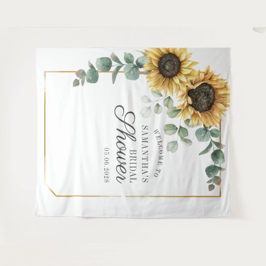 Eukalyptus florales Script-Brautparty Wandteppich (Vorderseite (Horizontal))