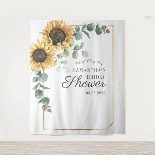 Eukalyptus florales Script-Brautparty Wandteppich (Vorderseite)