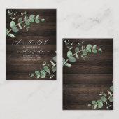 Eukalyptus folia rustikales dunkles Holz Mitteilungskarte (Vorne/Hinten)