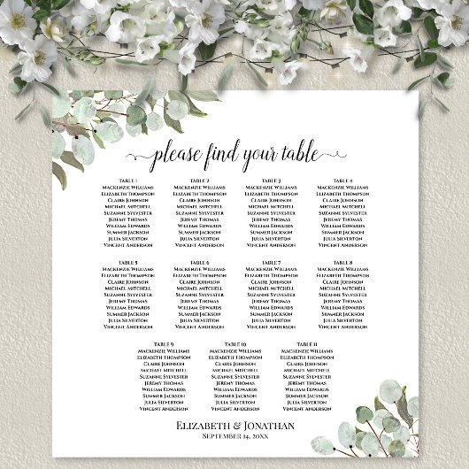 Eukalyptus Foliage 11 Tabelle Hochzeitstabelle Poster
