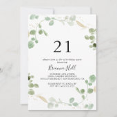 Eukalyptus Foliage 21. Geburtstag Party Einladung (Vorderseite)