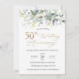 Eukalyptus foliage 50. Hochzeitstag Einladung