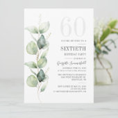 Eukalyptus Foliage 60. Geburtstagsparty Einladung (Stehend Vorderseite)
