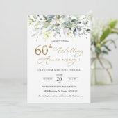 Eukalyptus foliage 60. Hochzeitstag Einladung (Stehend Vorderseite)