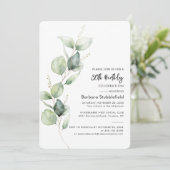 Eukalyptus Foliage 80. Geburtstagsparty Minimalist Einladung (Stehend Vorderseite)