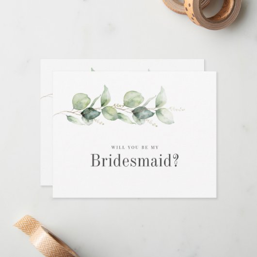 Eukalyptus foliage be meine Bridesmaid-Karte Mitteilungskarte (Vorderseite/Rückseite Beispiel)