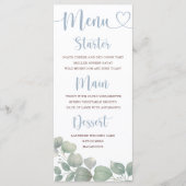 Eukalyptus Foliage Blue Wedding Menükarte (Vorderseite)