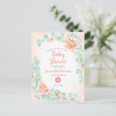 Eukalyptus Foliage Blumenpfirsichdusche Einladungspostkarte (Stehend Vorderseite)