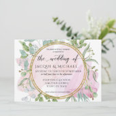 Eukalyptus Foliage Blush Moderne Wasserhärtenhochz Einladung (Stehend Vorderseite)