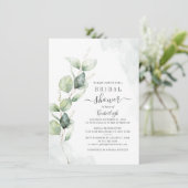 Eukalyptus Foliage Botanisches Script-Brautparty Einladung (Stehend Vorderseite)