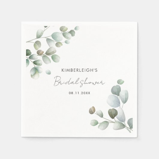 Eukalyptus Foliage Brautparty Paper Serviette (Vorderseite)