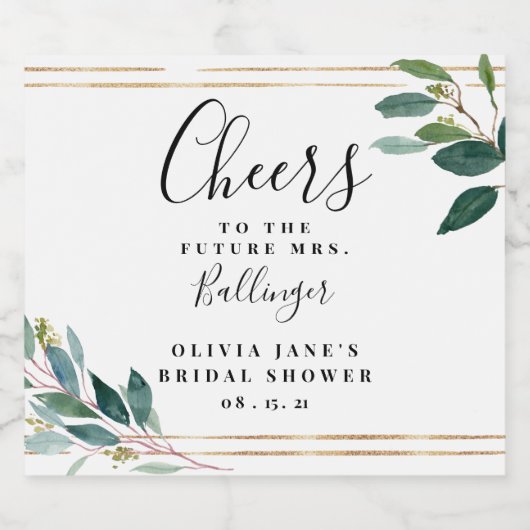 Eukalyptus Foliage-Brautparty Schaumweinetikett (Einzelnes Label)