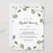 Eukalyptus Foliage Calligraphy Brautparty Einladung (Vorderseite)