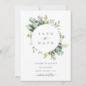 Eukalyptus Foliage Circle Frame Save the Date Kart (Vorderseite)