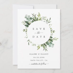 Eukalyptus Foliage Circle Frame Save the Date Kart