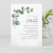 Eukalyptus Foliage Couples Baby Dusche Einladung (Stehend Vorderseite)