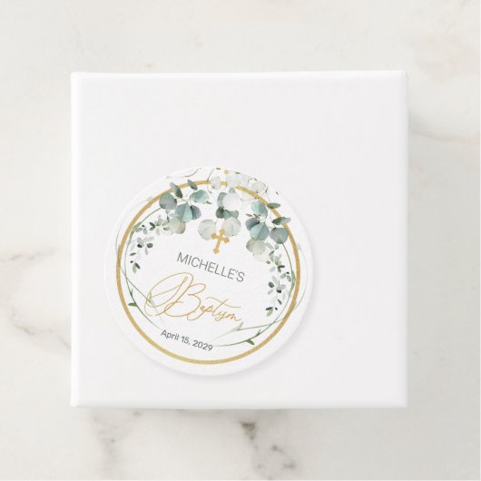 Eukalyptus Foliage Cross Baptisc Geschenkanhänger (Beispiel)