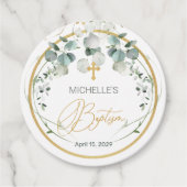 Eukalyptus Foliage Cross Baptisc Geschenkanhänger (Vorderseite)