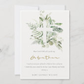 Eukalyptus Foliage Cross-Godvate-Vorschlag Einladu Dankeskarte (Vorderseite)