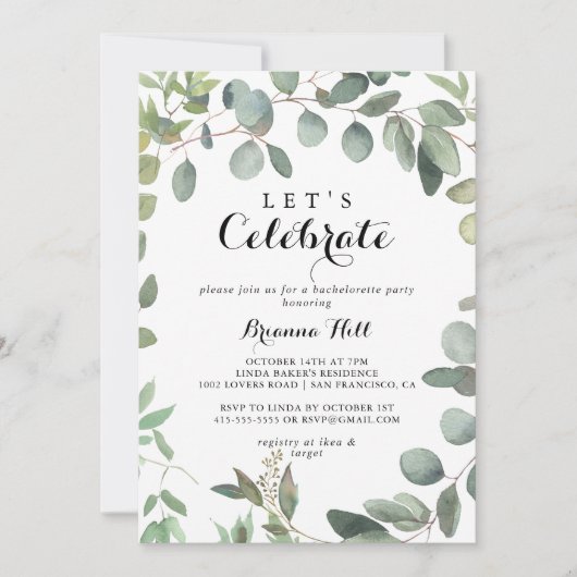 Eukalyptus Foliage Delight Feiern wir Party Einladung (Vorderseite)