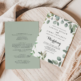 Eukalyptus Foliage Delight Front & Back Wedding Einladung