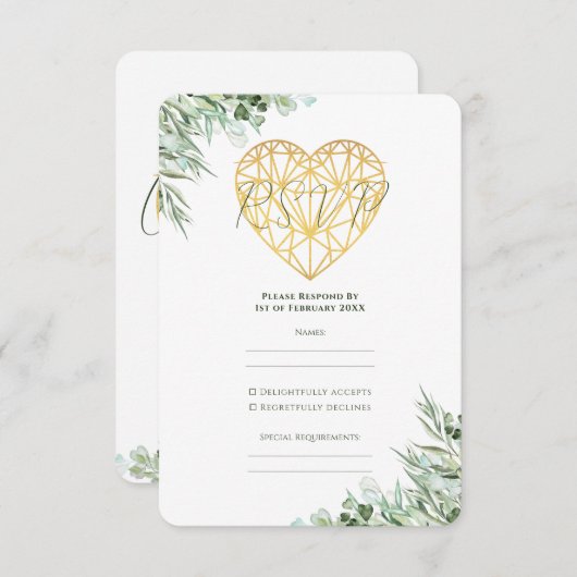Eukalyptus foliage Formal Wedding RSVP Karte (Vorne/Hinten)