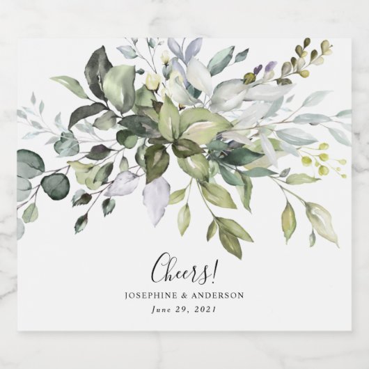 Eukalyptus Foliage-Gastgeschenke Hochzeiten Alkoholflaschenetikett (Einzelnes Label)