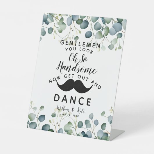 Eukalyptus foliage GENTLEMEN BADEZIMMER Hochzeit Sockelschild (Vorderseite)