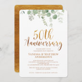 Eukalyptus Foliage Gold 50 Jahre Einladung (Vorne/Hinten)