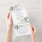 Eukalyptus Foliage Gold-Blätter All In One Einladung (Abreißen)