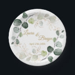 Eukalyptus Foliage Gold-Blätter Hochzeit Pappteller<br><div class="desc">Dieses Design zeigt eine Aquarellbilder für Eukalyptusfolien und Blätter aus Gold.</div>