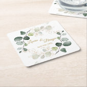 Eukalyptus Foliage Gold-Blätter Hochzeit Rechteckiger Pappuntersetzer (angewinkelt)