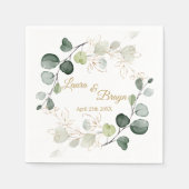 Eukalyptus Foliage Gold-Blätter Hochzeit Serviette (Vorderseite)